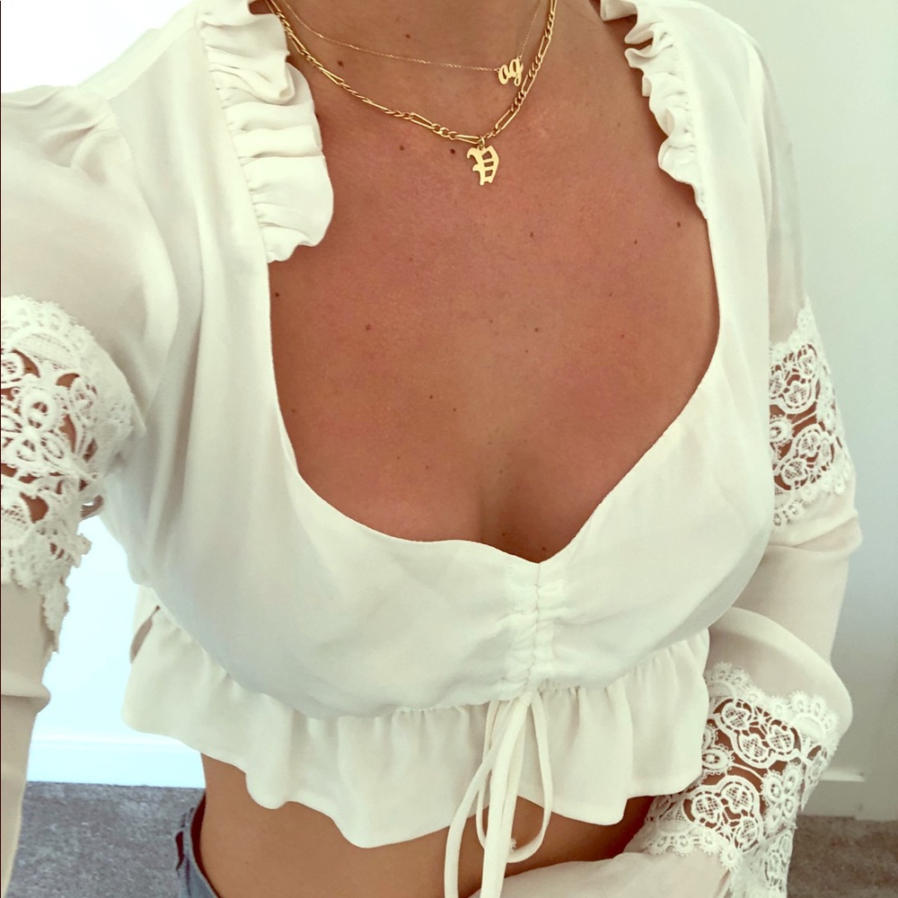 Stone Cold Fox White Lacey Blouse